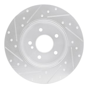 Mercedes-Benz E320 Brake Rotor (1) - Rear Right - R1 Concepts - Drilled & Slotted - Silver - `98-`03